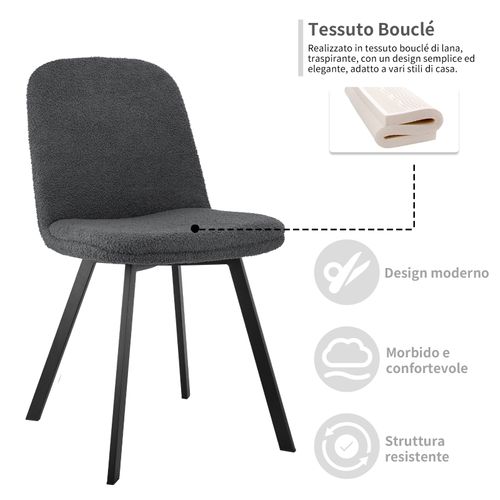 Lot De 2 Chaises - Housse Teddy Douce, Pieds Métal - Confort Optimal