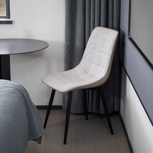 Paire De Chaises En Lin Et Simili Cuir - Structure Métal Robuste - Nettoyage Facile