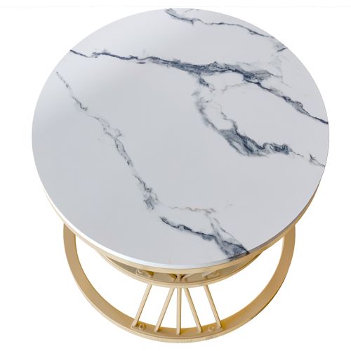 Ensemble De Deux Tables D'appoint Gigognes, Style Moderne, Structure En Métal, Empilables, Dorées