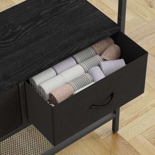 Porte-vêtements Avec Anti-renversement - 8 Cintres, 2 Tiroirs Tissu, Range-chaussures