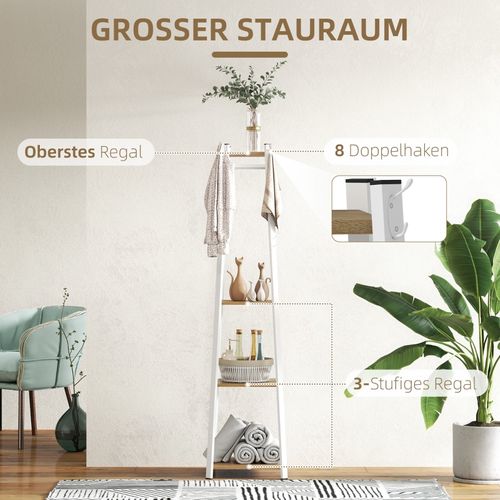 Porte-vêtements 4 Étages Blanc - Acier Robust, 8 Cintres - 34x34x170 Cm