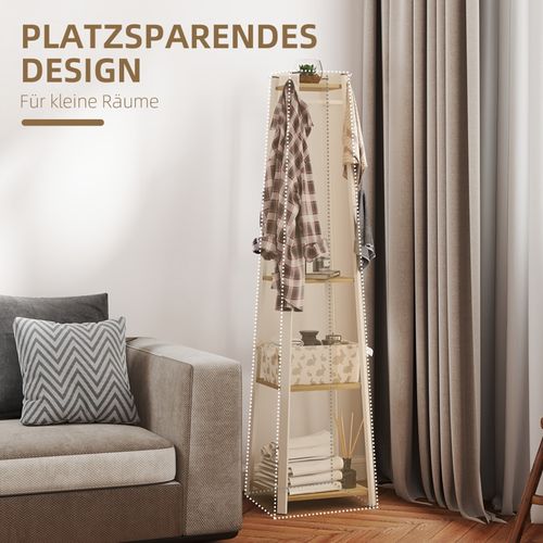 Porte-vêtements 4 Étages Blanc - Acier Robust, 8 Cintres - 34x34x170 Cm