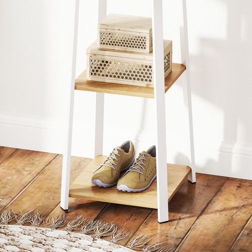 Porte-vêtements 4 Étages Blanc - Acier Robust, 8 Cintres - 34x34x170 Cm