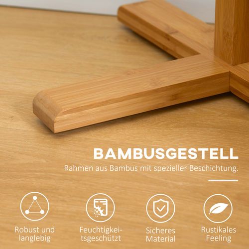 Porte-vêtements En Bambou - 8 Cintres - 49.5x49.5x178 Cm - Pour Entrée/chambre