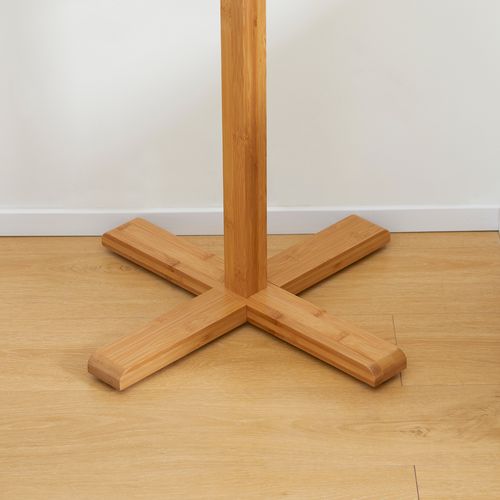 Porte-vêtements En Bambou - 8 Cintres - 49.5x49.5x178 Cm - Pour Entrée/chambre