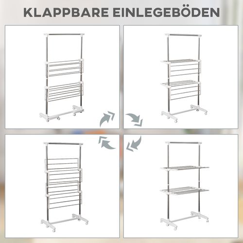 Tour De Séchage Pliable Avec Ailes Latérales - 2 Niveaux - Design Compact