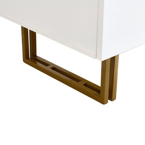 Commode Moderne 6 Tiroirs - Accents Dorés, Structure Mdf/métal - 120x40x75 Cm
