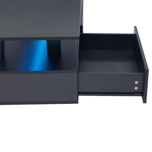 Table Basse LED - Bluetooth, 2 Plateaux - Moderne - Noir