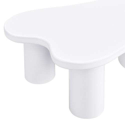 Table Basse Asymétrique - Design Unique Avec Rangement - Salon/bureau - Blanc