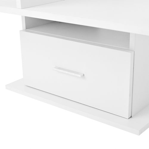Table Basse Élévatrice LED - Hauteur Réglable, Rangement Flexible - Laqué - Blanc