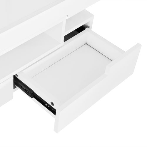 Table Basse Avec Immense Rangement - 4 Tiroirs Au Total Et Éclairage LED - Blanc