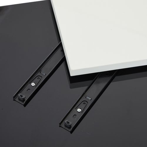 Table Basse Moderne Avec Plateau Blanc Amovible - Structure Noire Brillante Et Étagères - 75x75x33cm