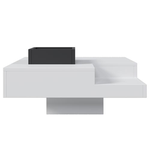 Table Basse Design Avec Compartiment Amovible - Couleur Bloc Blanc/noir Et Éclairage LED