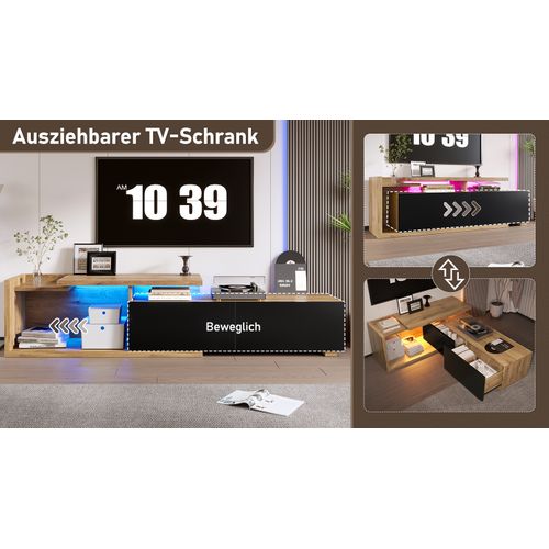 Meuble TV Modulaire Et Extensible - Avec LED Et Module Mobile - Jusqu'à 2 M De Longueur