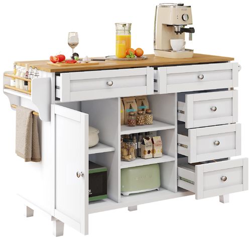 Buffet Repas Blanc 134 Cm - Tiroirs/armoire, Usage Mobile Et Fixe - Design Épuré