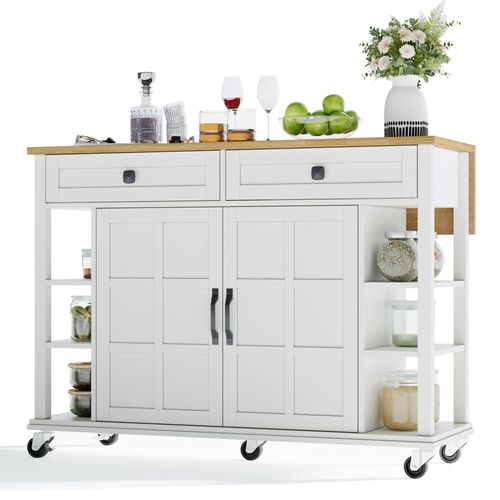 Buffet De Service Extensible 120 Cm - Plateau Rabattable, 2 Tiroirs Spacieux - Design Élégant