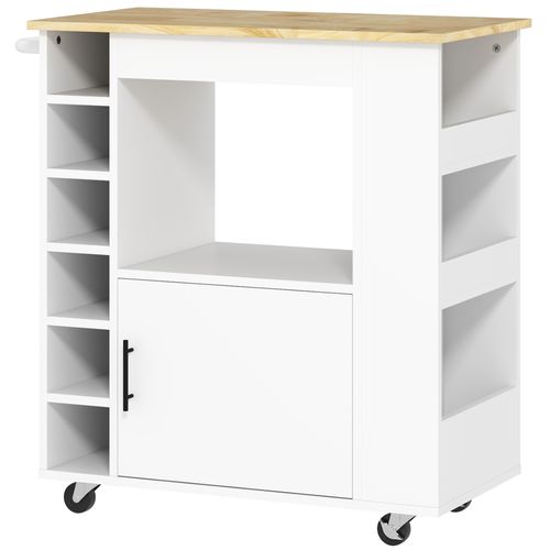 Buffet De Cuisine Chêne 83 Cm - Plateau, Rangement Vin, Soft-close - Usage Cuisine Et Bureau-blanc