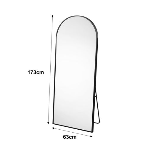 Miroir Pleine Longueur, 173 * 63 Cm, Peut Être Suspendu Ou Posé, Cadre En Alliage D'aluminium, Noir