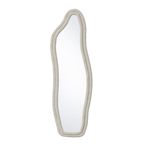 Miroir Pleine Longueur 140x45 Cm, Cadre En Velours, Peut Être Accroché Ou Posé à La Verticale, Blanc