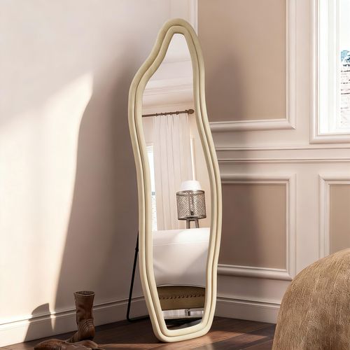 Miroir Pleine Longueur 140x45 Cm, Cadre En Velours, Peut Être Accroché Ou Posé à La Verticale,doré