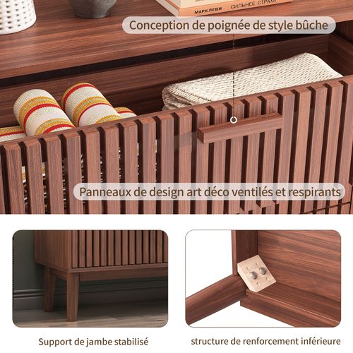 Commode En Rotin à Six Tiroirs, Idéale Pour Les Chambres Et Les Salons, 100x34x73 Cm, Marron