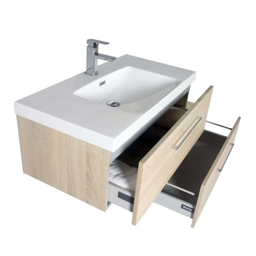 Meuble Simple Vasque 90 Cm Chêne Californien Naturel Aquazur