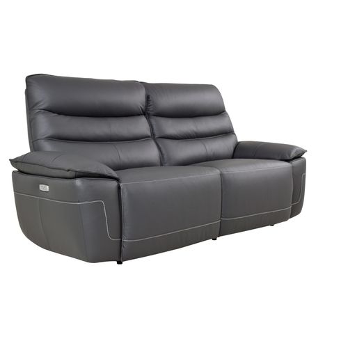 Canapé 3 places 2 relax électriques EVOGG cuir et croûte cuir gris