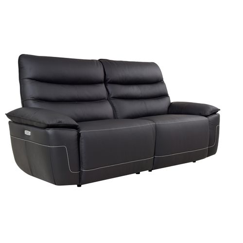 Canapé 3 places 2 relax électriques EVOGG cuir et croûte de cuir noir
