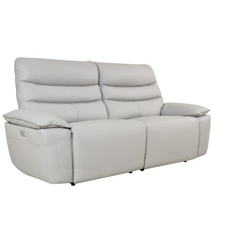 Canapé 3 places 2 relax électriques EVOGG cuir et croûte cuir gris clair