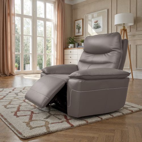 Fauteuil relax électrique EVOGG cuir et croûte marron glacé