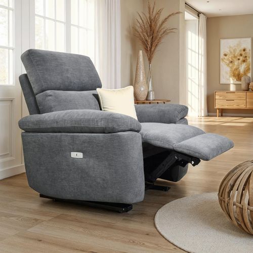 Fauteuil relax électrique ORION tissu gris foncé