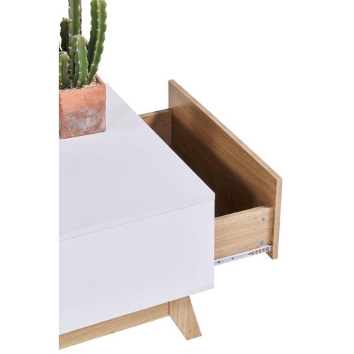 Table basse scandinave CLEO blanc/imitation chêne