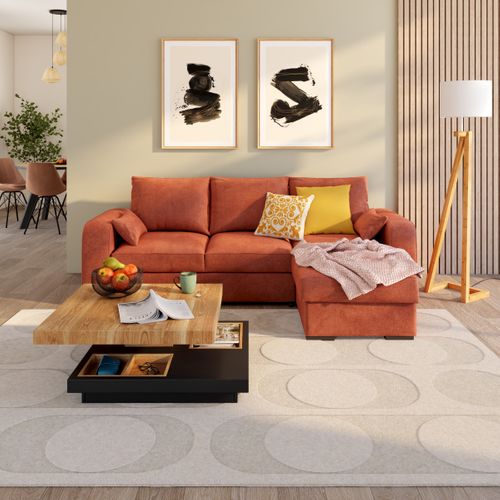 Table basse plateau pivotant TURN Imitation chêne et noir