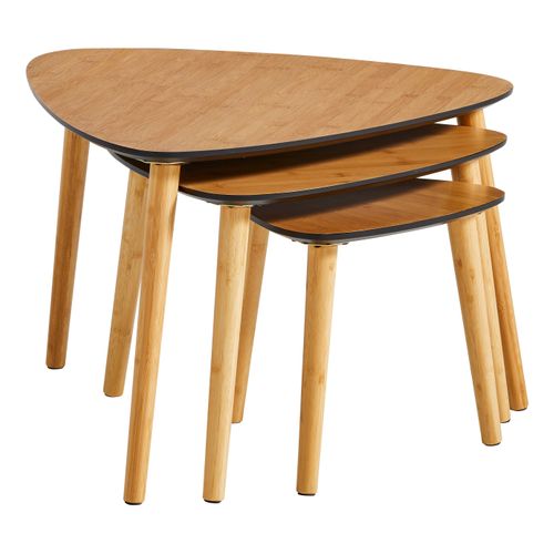 Table basse gigogne MOLLY Noir et imitation chêne