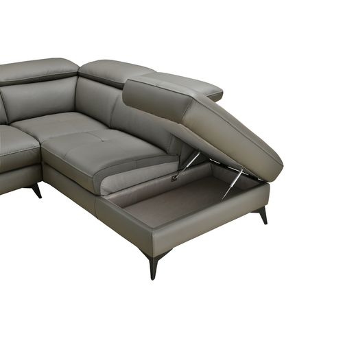 Canapé d'angle droit NEWPORT cuir buffle et croûte taupe