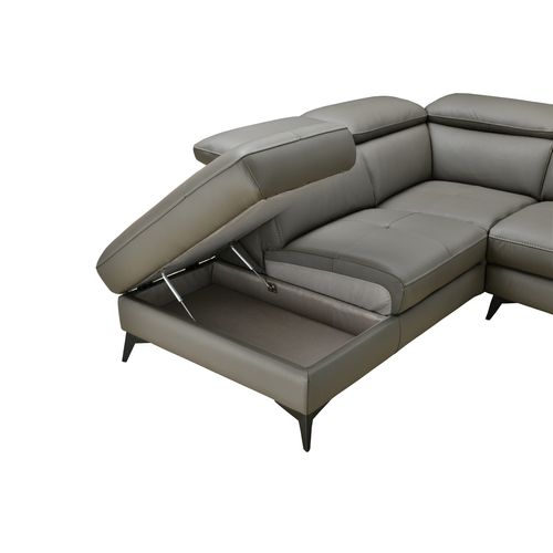 Canapé d'angle gauche NEWPORT cuir buffle et croûte taupe