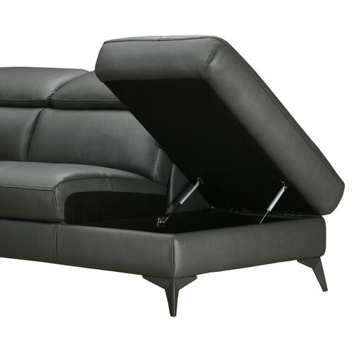 Canapé d'angle droit relax électrique NEWPORT cuir buffle-croûte gris foncé