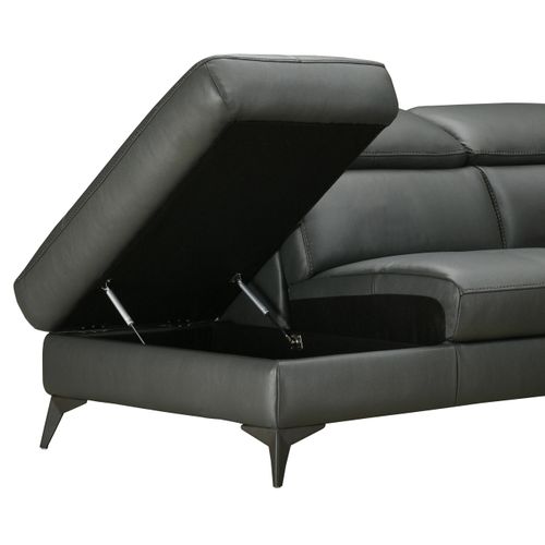 Canapé d'angle gauche relax électrique NEWPORT cuir buffle-croûte gris foncé