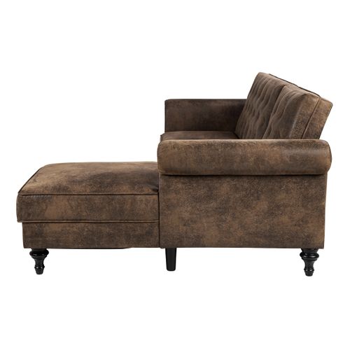 Canapé d'angle convertible méridienne droite COLETTA tissu vintage