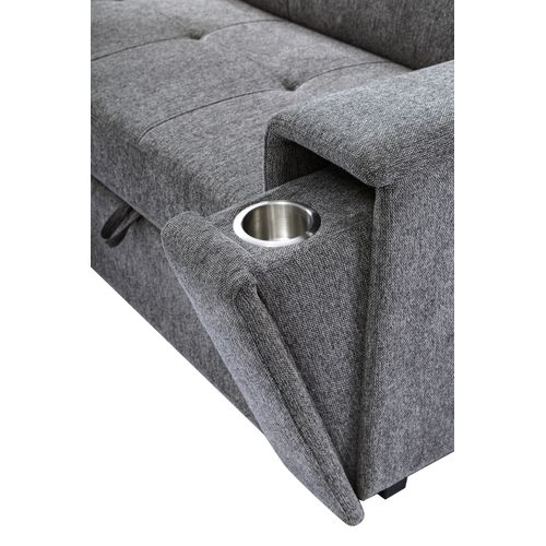 Canapé d'angle convertible méridienne gauche RIO tissu gris