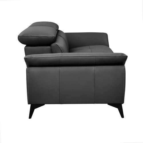 canapé 3 places fixe NEWPORT cuir et croûte de cuir gris fc