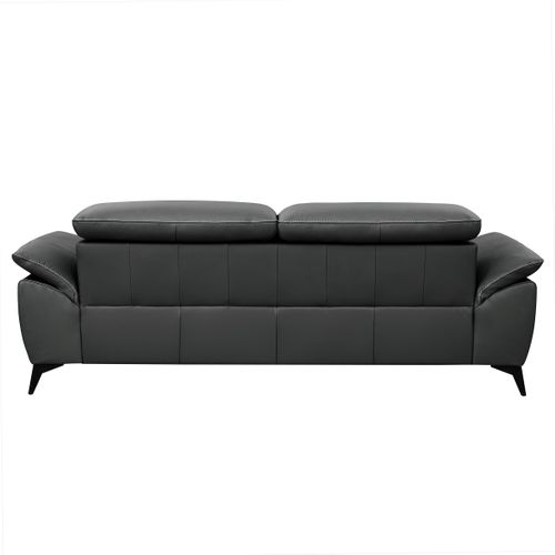 canapé 3 places fixe NEWPORT cuir et croûte de cuir gris fc