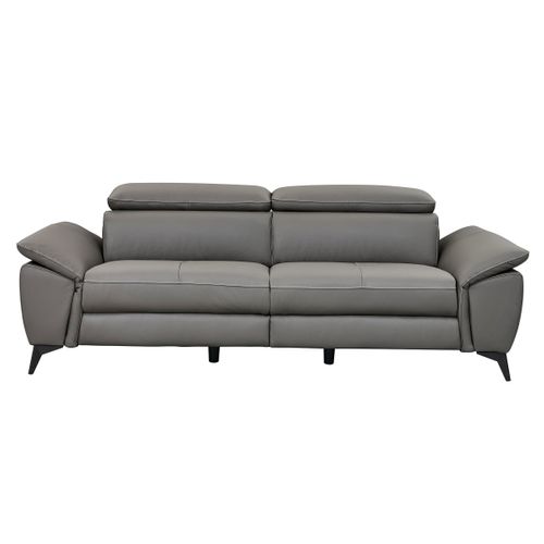 canapé 3 places fixe NEWPORT cuir et croûte de cuir taupe