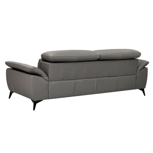 canapé 3 places fixe NEWPORT cuir et croûte de cuir taupe