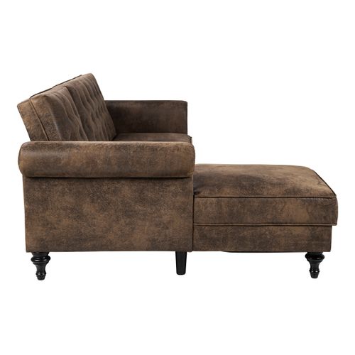 Canapé d'angle convertible méridienne gauche COLETTA tissu vintage