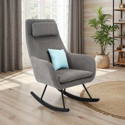 Fauteuil à bascule MOON II tissu gris