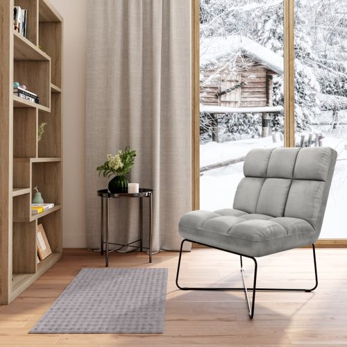 Fauteuil LOU tissu velours gris taupe