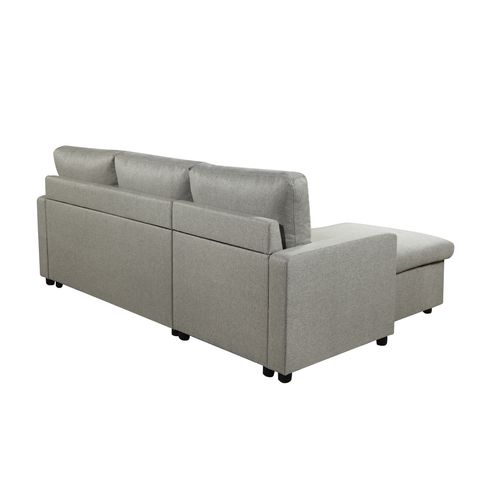 Canapé d'angle convertible méridienne réversible SYRA tissu gris clair