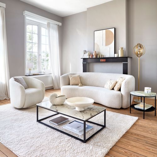 Table basse ZEBRA noir et imitation marbre