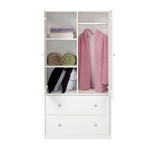 Armoire 2 portes 2 tiroirs BLOOM Blanc